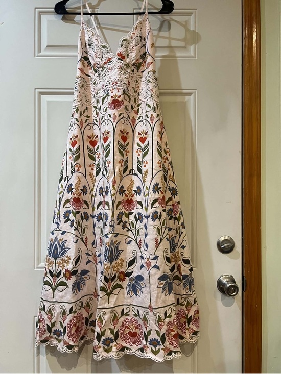 FARM Rio Dresses & Skirts - FARM Rio Cream Maxi Dress with Multicolor Floral Embroidery Size Medium